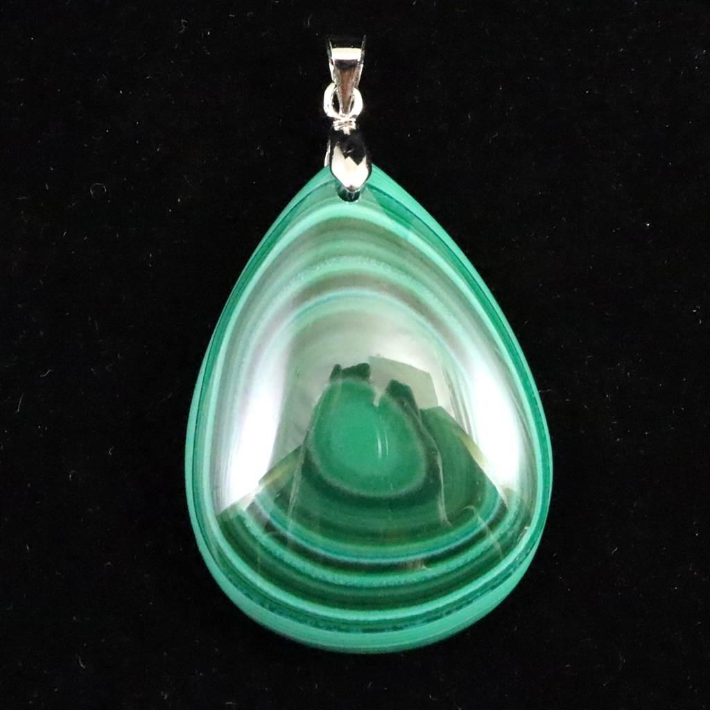 天眼マラカイト 孔雀石 36mmペアシェイプ ペンダント 16.9g #222751枚目の画像