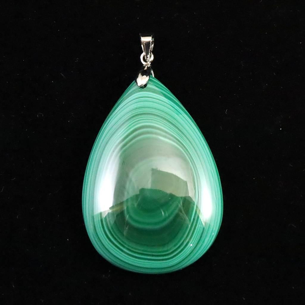 天眼マラカイト 孔雀石 40mmペアシェイプ ペンダント 17.8g #112411枚目の画像