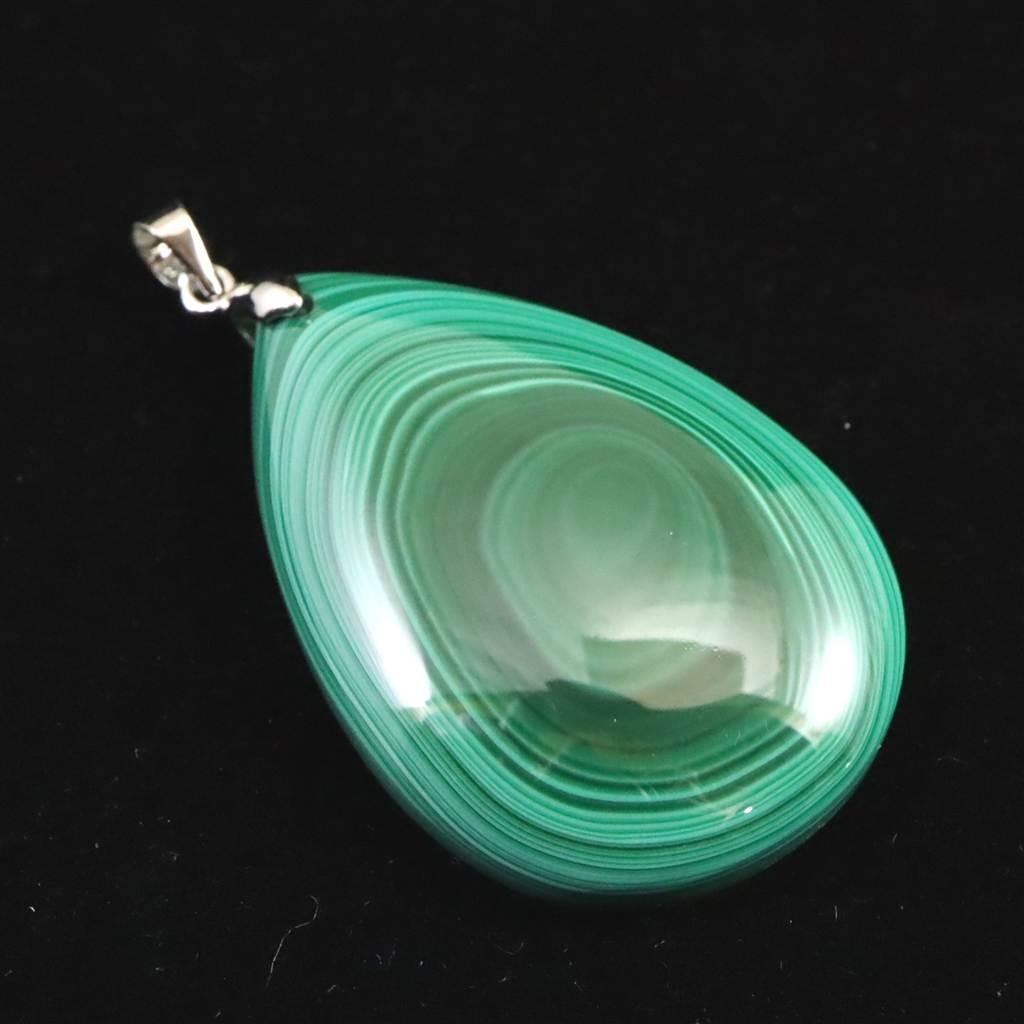 天眼マラカイト 孔雀石 40mmペアシェイプ ペンダント 17.8g #11241 | 2枚目