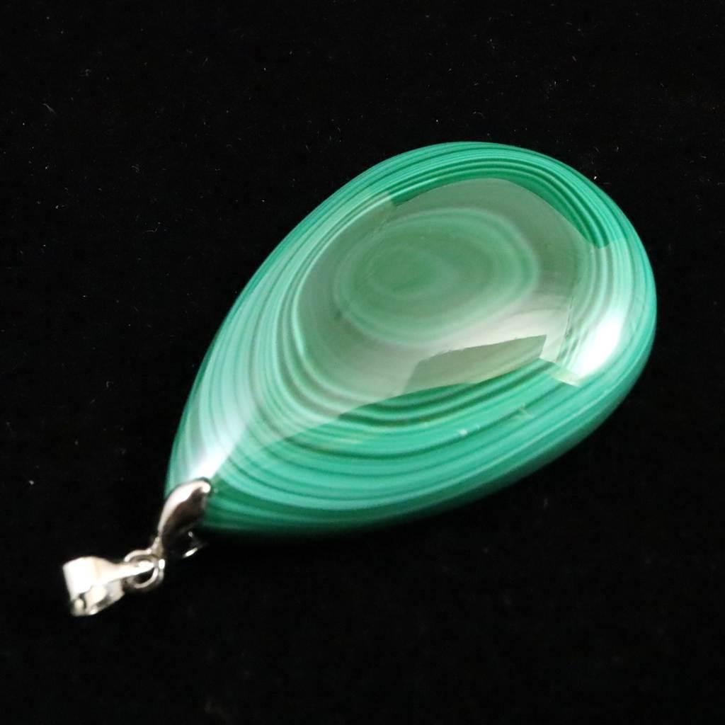 天眼マラカイト 孔雀石 40mmペアシェイプ ペンダント 17.8g #11241 | 3枚目