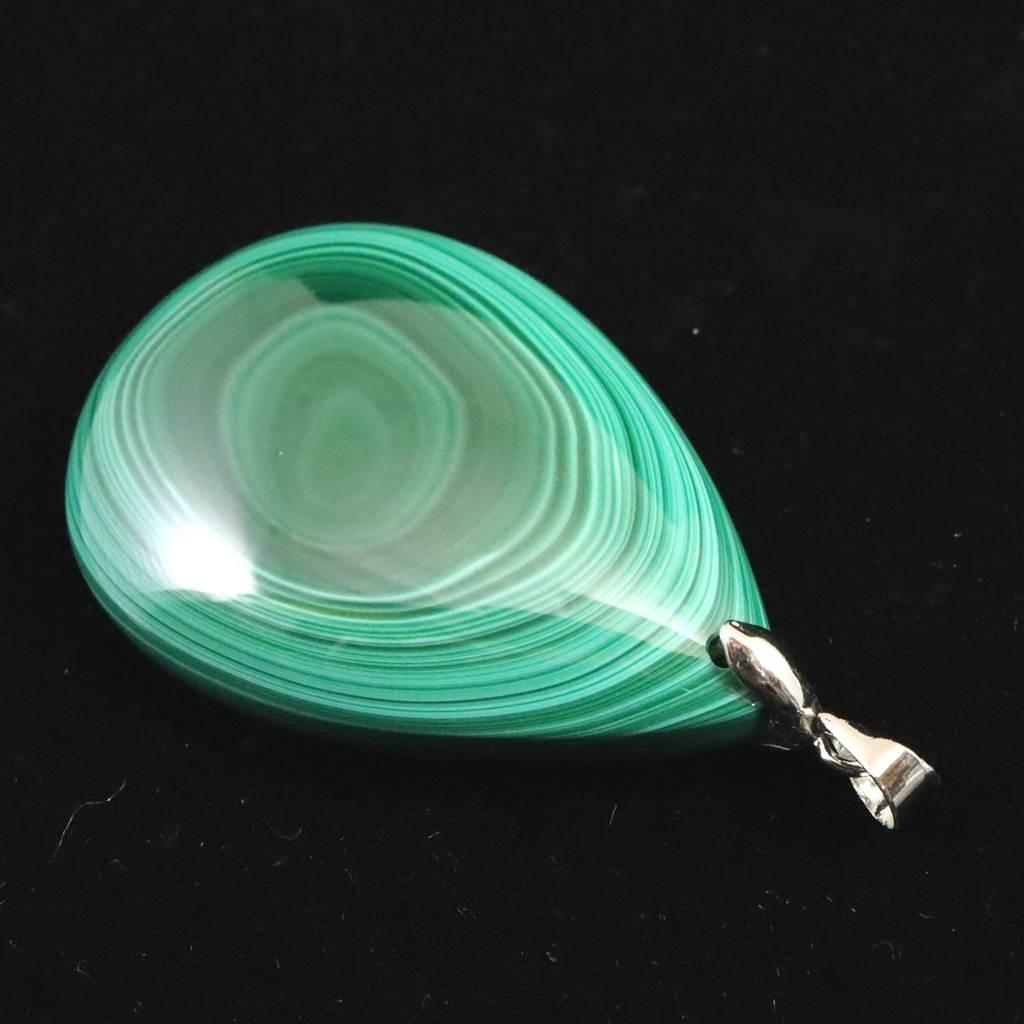 天眼マラカイト 孔雀石 40mmペアシェイプ ペンダント 17.8g #11241 | 4枚目