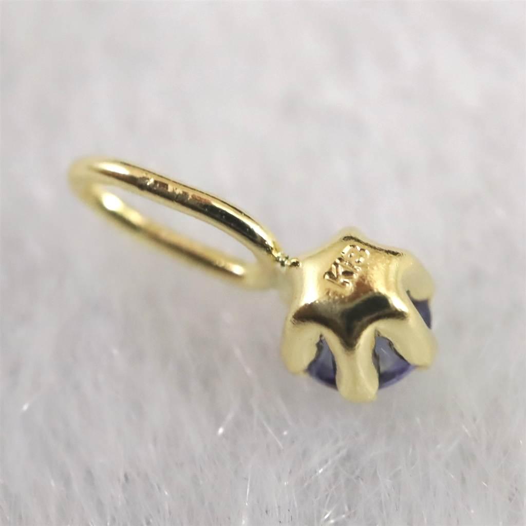 ベニトアイト 2.5mmラウンドカット ペンダント 18KYG 0.08ct #97683 | 7枚目