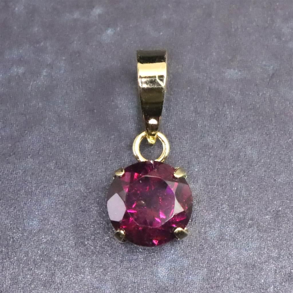 ロードライトガーネット 5mmラウンド ペンダント チャーム K18YG  0.63ct #954821枚目の画像