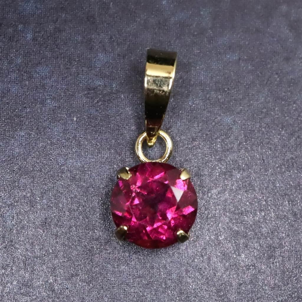 ロードライトガーネット 5mmラウンド ペンダント チャーム K18YG  0.63ct #510751枚目の画像