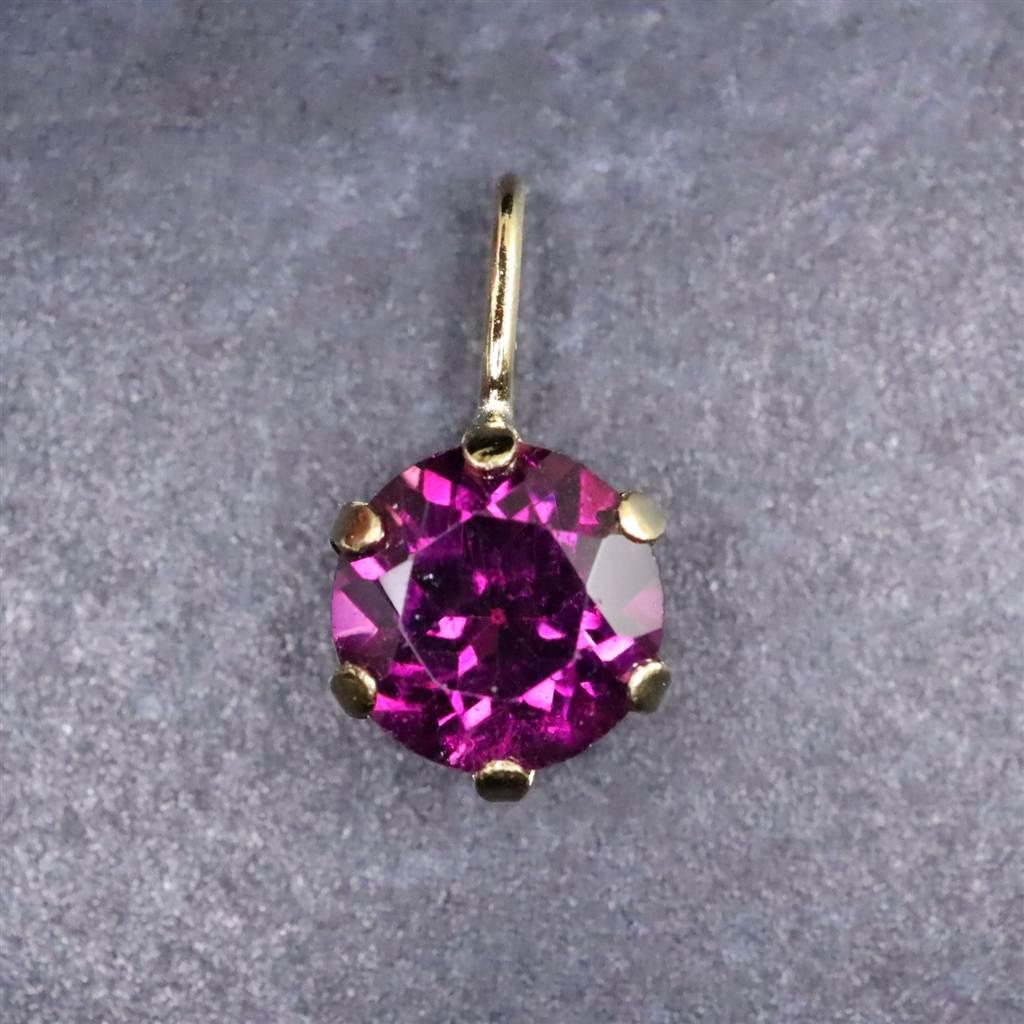 パープルガーネット 5mmラウンド ペンダント チャーム K18YG  0.69ct #143871枚目の画像