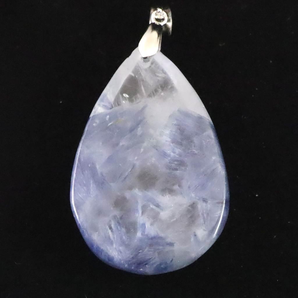 カイヤナイトシリカ 33mmペアシェイプ ペンダント 13.2g #29153 | 5枚目