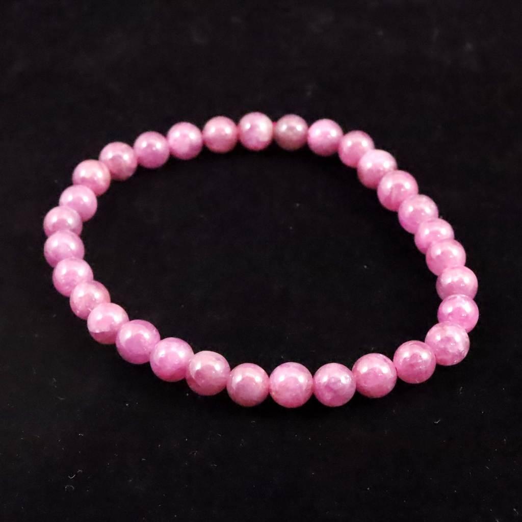 天然ルビー 蛍光 6mm玉 ブレスレット 13.9g #39301 | 2枚目