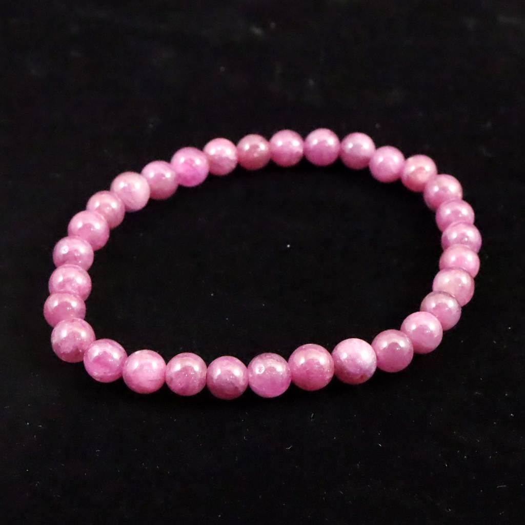 天然ルビー 蛍光 6mm玉 ブレスレット 13.9g #39301 | 3枚目