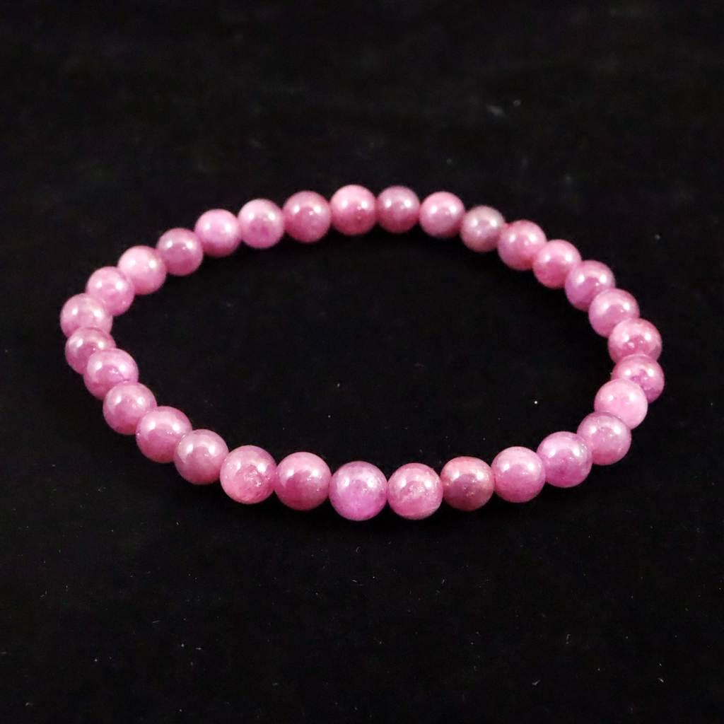 天然ルビー 蛍光 6mm玉 ブレスレット 13.9g #39301 | 4枚目