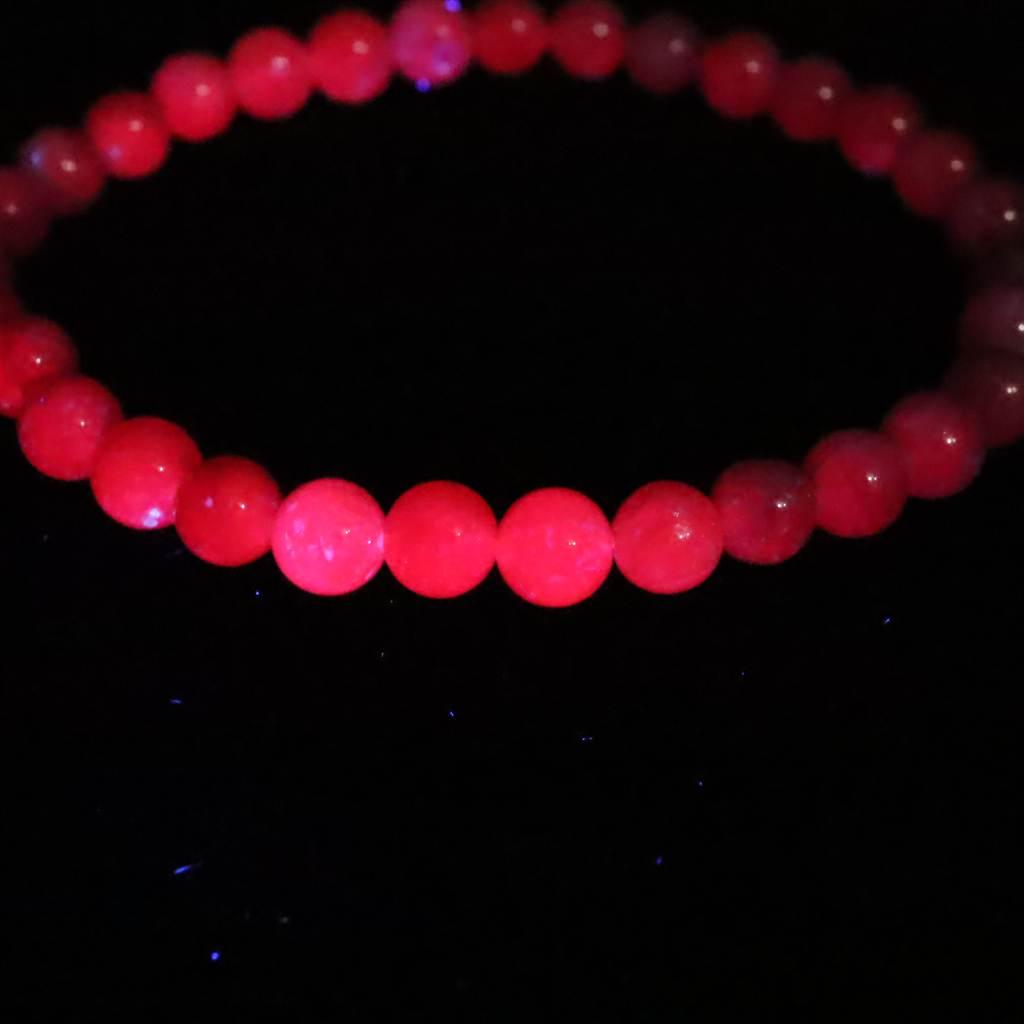 天然ルビー 蛍光 6mm玉 ブレスレット 13.9g #39301 | 5枚目