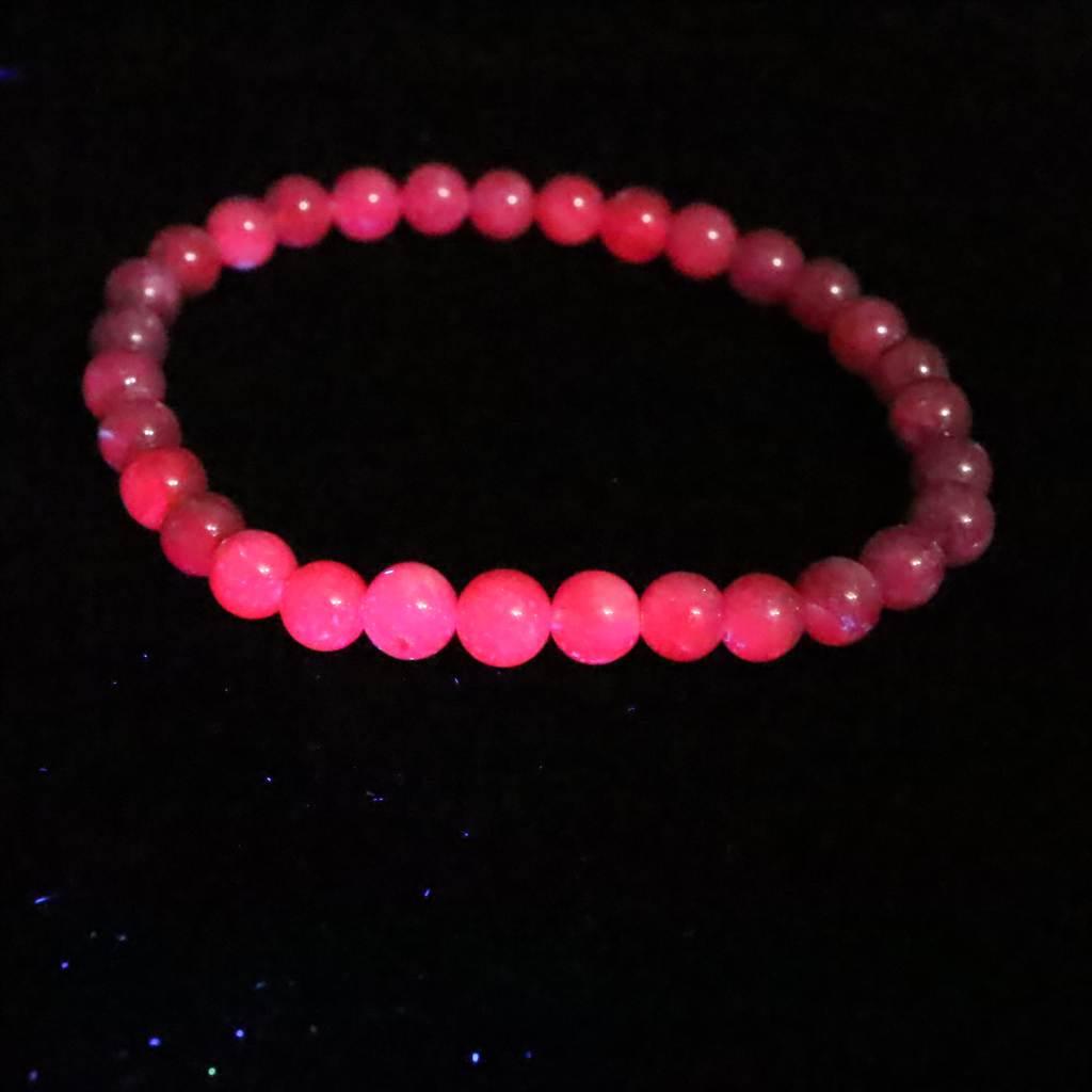 天然ルビー 蛍光 6mm玉 ブレスレット 13.9g #39301 | 6枚目
