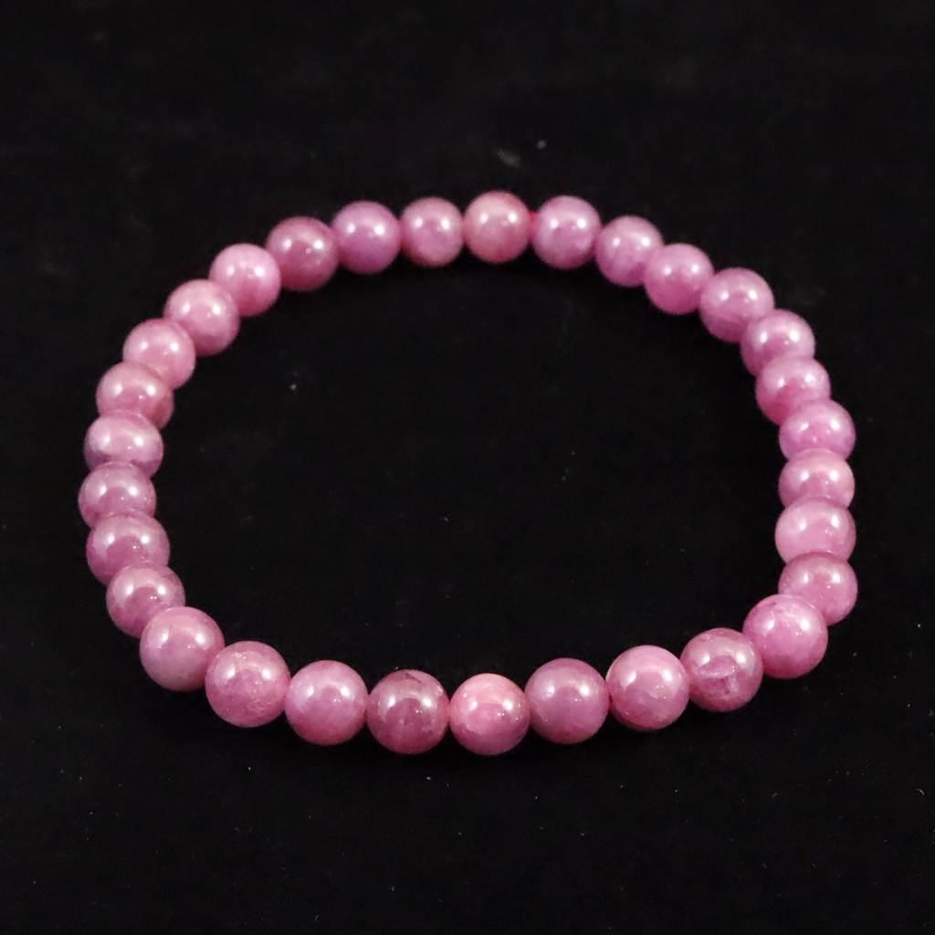 天然ルビー 蛍光 6mm玉 ブレスレット 14.2g #17875 | 2枚目