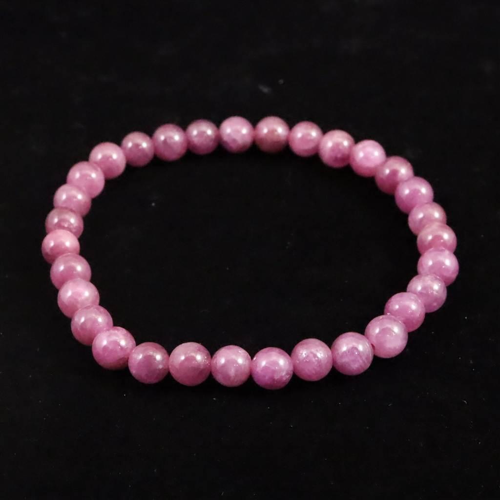 天然ルビー 蛍光 6mm玉 ブレスレット 14.2g #17875 | 3枚目