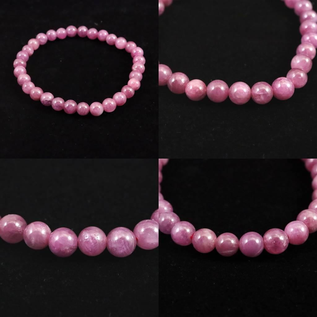 天然ルビー 蛍光 6mm玉 ブレスレット 14.2g #17875 | 5枚目