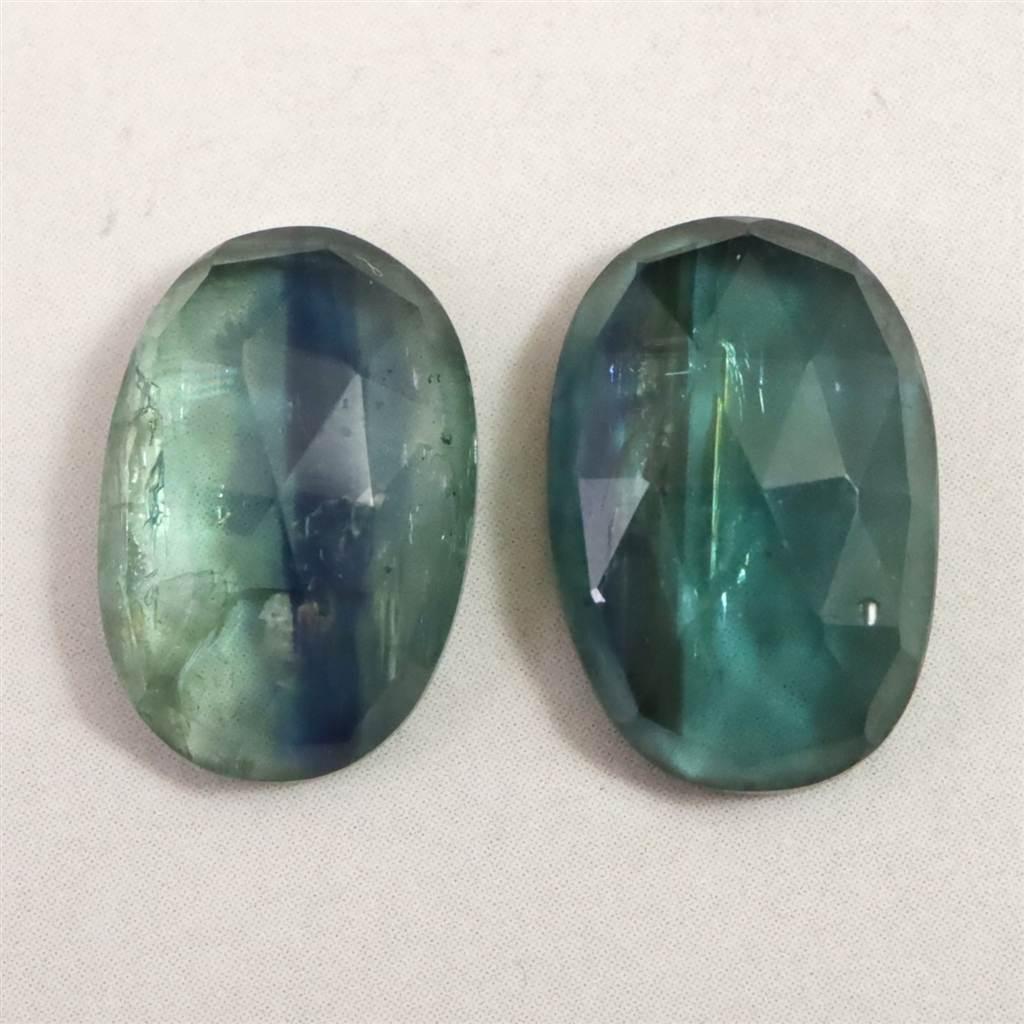 カイヤナイト エメラルドグリーン 12X8mmオーバルカット ルース ペア 8.0ct #21166 | 2枚目