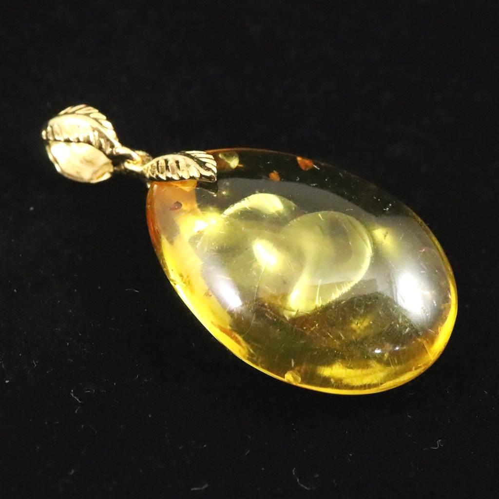 天然琥珀 バルティックアンバー 24mm ペアシェイプ ペンダント 3.0g #53960 | 2枚目
