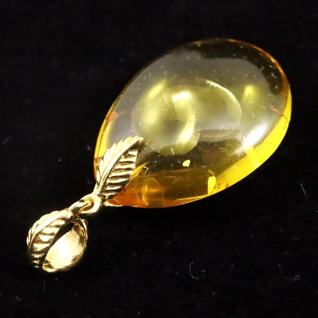 天然琥珀 バルティックアンバー 24mm ペアシェイプ ペンダント 3.0g #53960 | 5枚目