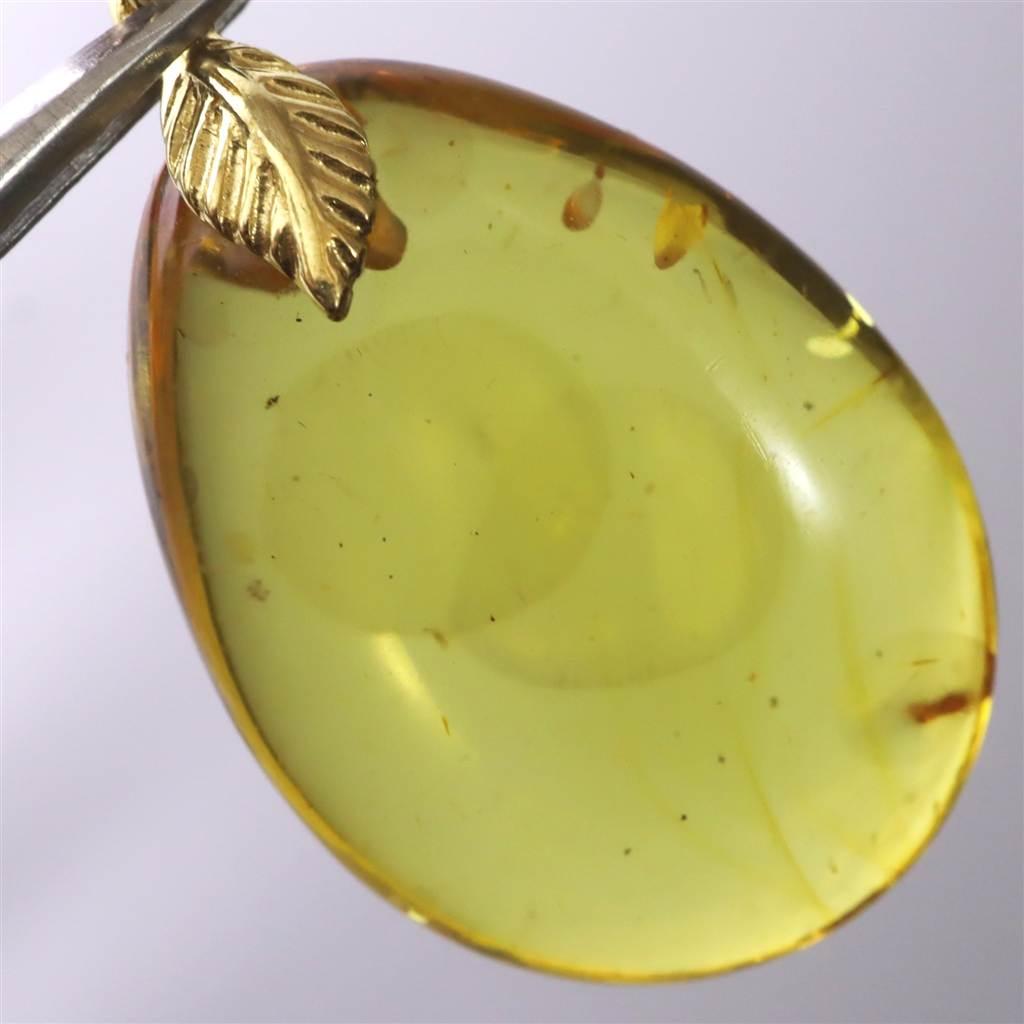 天然琥珀 バルティックアンバー 24mm ペアシェイプ ペンダント 3.0g #53960 | 7枚目