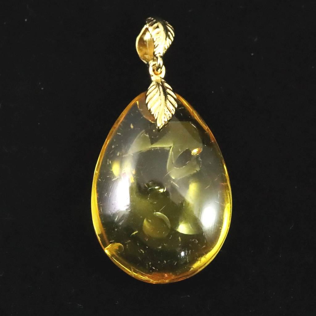 天然琥珀 バルティックアンバー 26mm ペアシェイプ ペンダント 3.0g #15581 | 4枚目