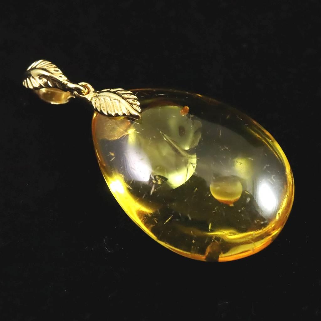 天然琥珀 バルティックアンバー 26mm ペアシェイプ ペンダント 3.0g #15581 | 5枚目