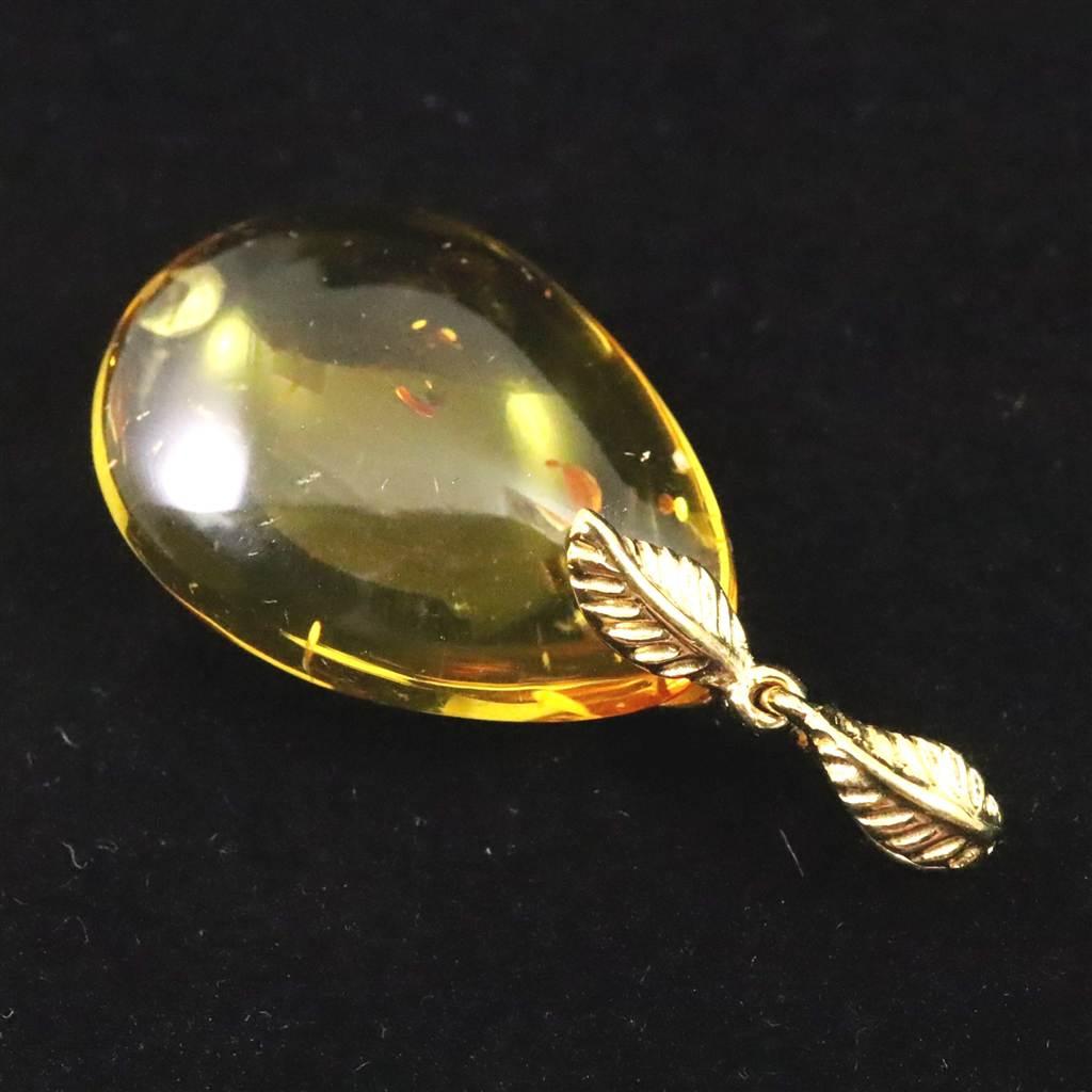 天然琥珀 バルティックアンバー 25mm ペアシェイプ ペンダント 2.8g #67400 | 4枚目