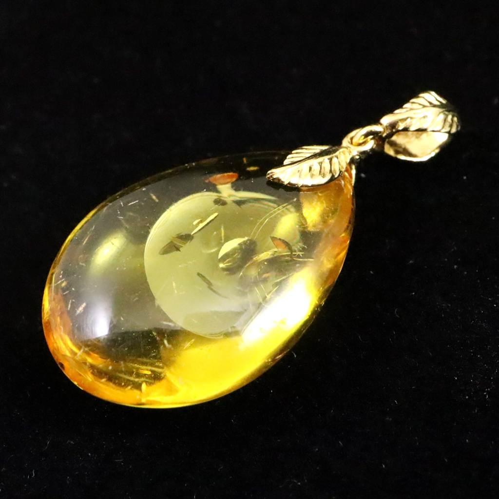 天然琥珀 バルティックアンバー 25mm ペアシェイプ ペンダント 2.9g #84429 | 3枚目