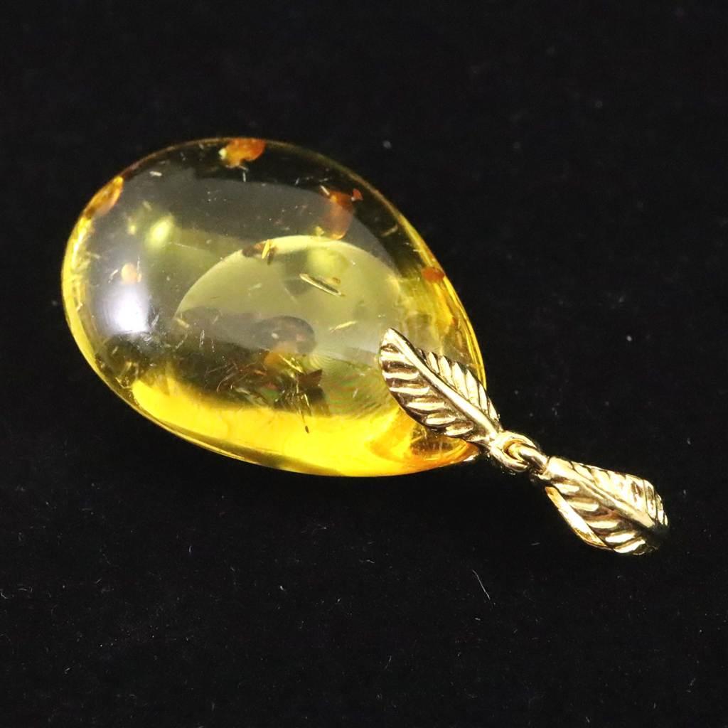 天然琥珀 バルティックアンバー 25mm ペアシェイプ ペンダント 2.9g #84429 | 4枚目