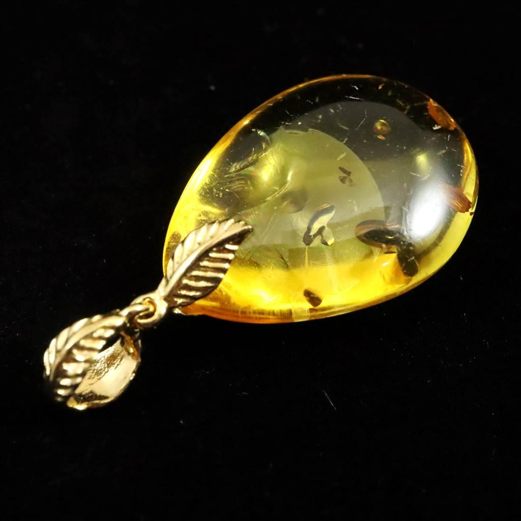 天然琥珀 バルティックアンバー 25mm ペアシェイプ ペンダント 2.9g #84429 | 5枚目