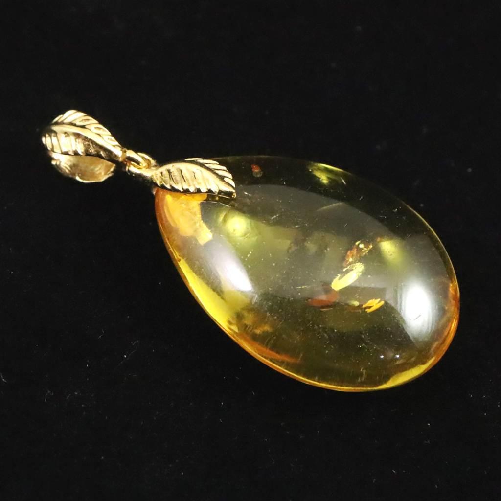 天然琥珀 バルティックアンバー 25mm ペアシェイプ ペンダント 2.7g #84651 | 2枚目