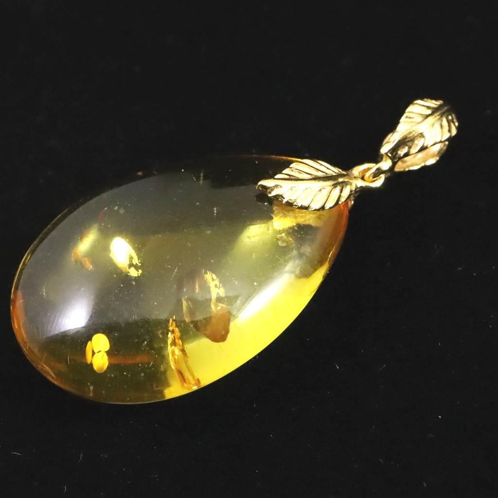 天然琥珀 バルティックアンバー 25mm ペアシェイプ ペンダント 2.7g #84651 | 3枚目
