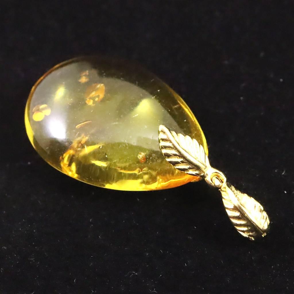 天然琥珀 バルティックアンバー 25mm ペアシェイプ ペンダント 2.7g #84651 | 4枚目