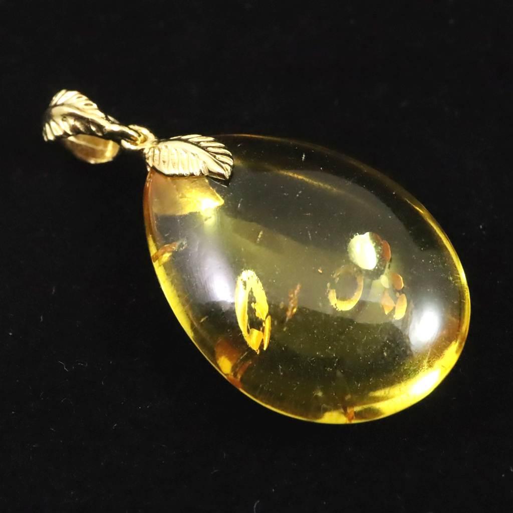 天然琥珀 バルティックアンバー 25mm ペアシェイプ ペンダント 2.7g #84651 | 5枚目