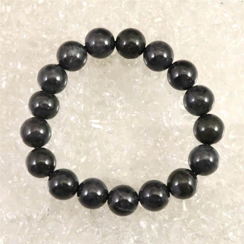 糸魚川翡翠 ヒスイ 黒 12mmブレスレット ディレクトリカード付 54.0g #681751枚目の画像