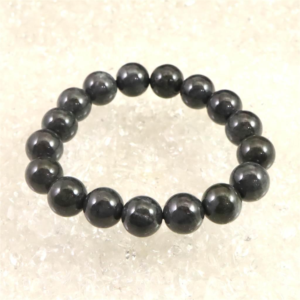 糸魚川翡翠 ヒスイ 黒 12mmブレスレット ディレクトリカード付 54.0g #68175 | 2枚目