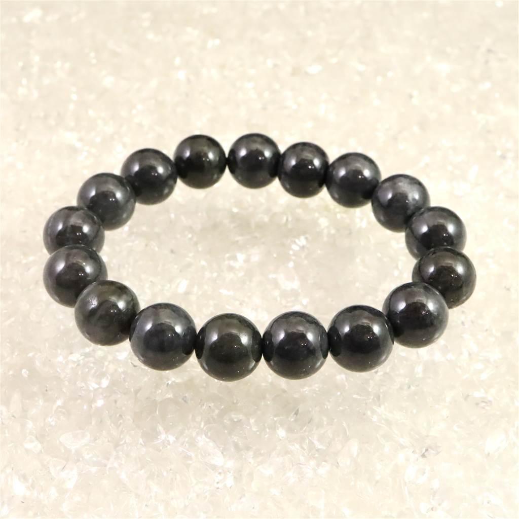 糸魚川翡翠 ヒスイ 黒 12mmブレスレット ディレクトリカード付 54.0g #68175 | 3枚目