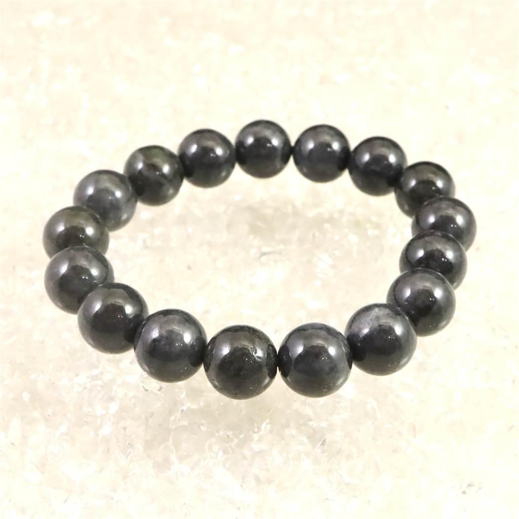 糸魚川翡翠 ヒスイ 黒 12mmブレスレット ディレクトリカード付 54.0g #68175 | 4枚目