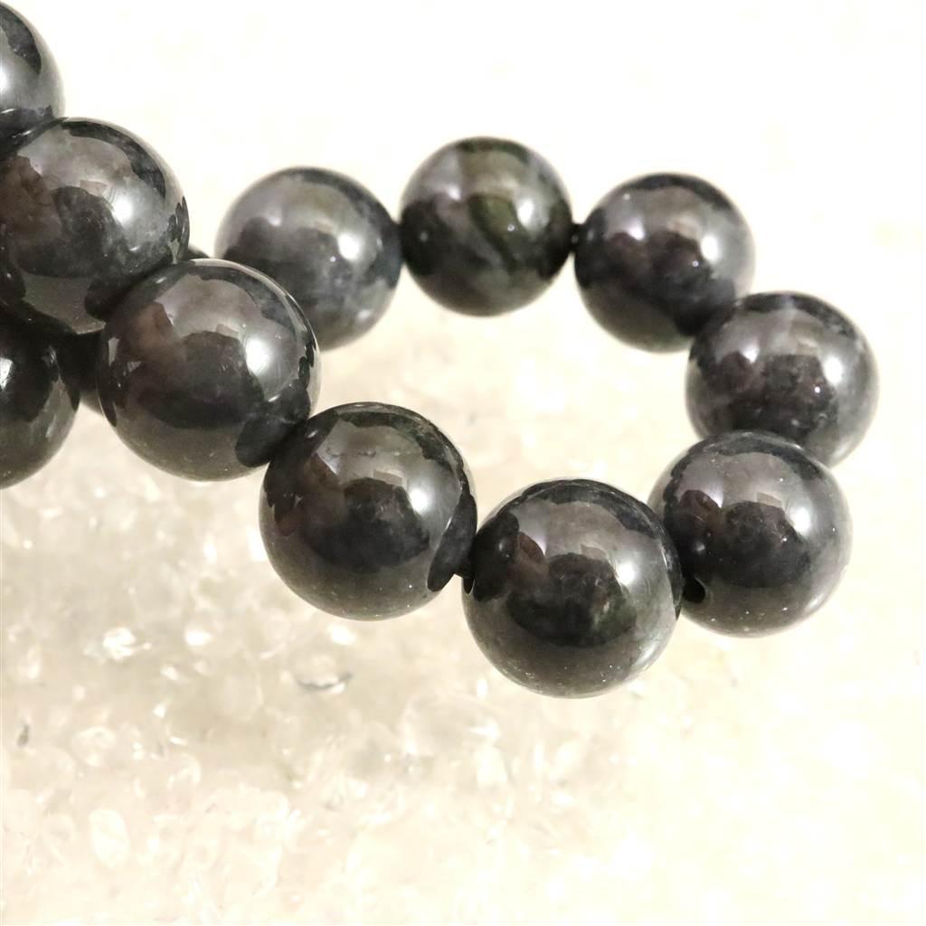 糸魚川翡翠 ヒスイ 黒 12mmブレスレット ディレクトリカード付 54.0g #68175 | 5枚目