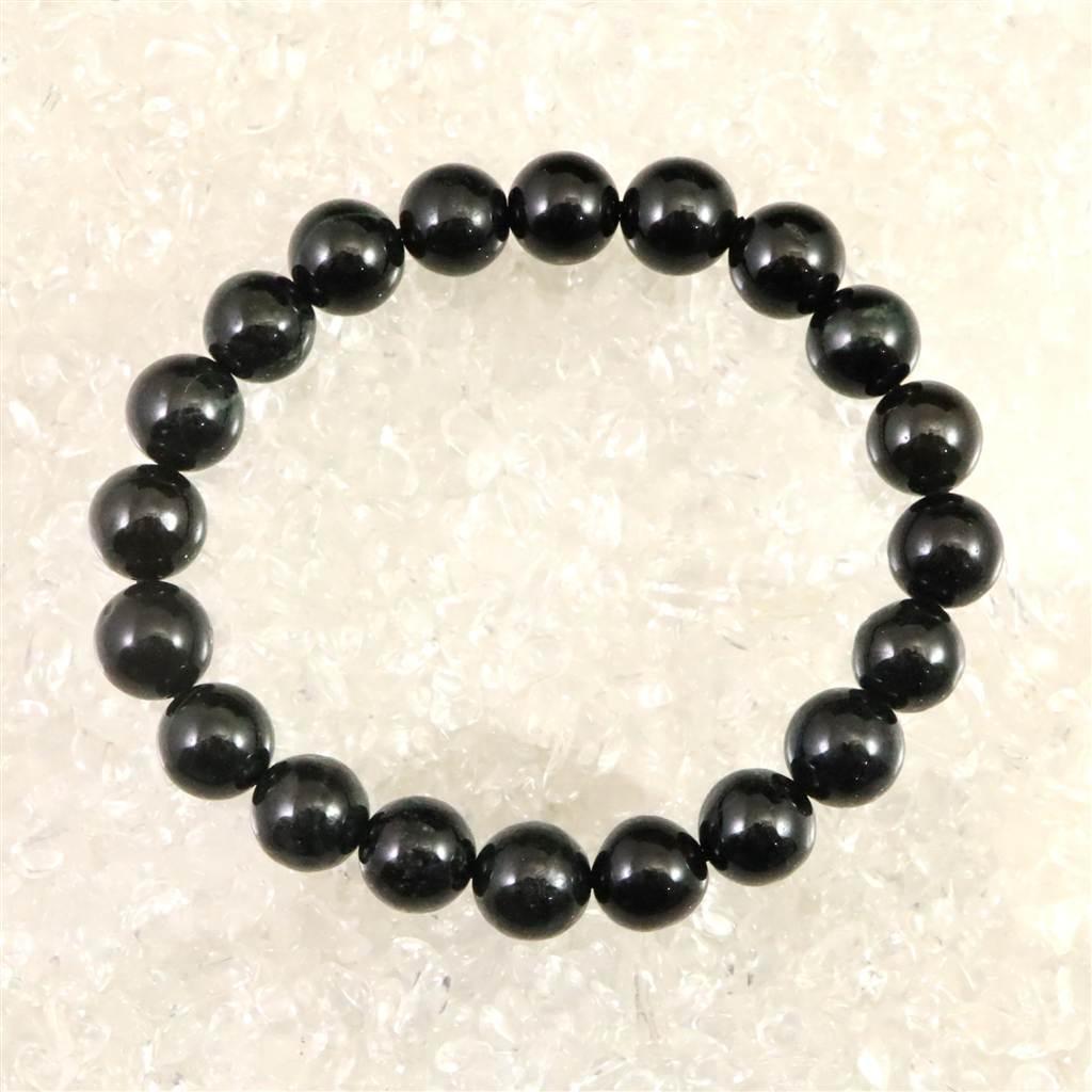 糸魚川翡翠 ヒスイ 黒 10mmブレスレット ディレクトリカード付 36.0g #510331枚目の画像