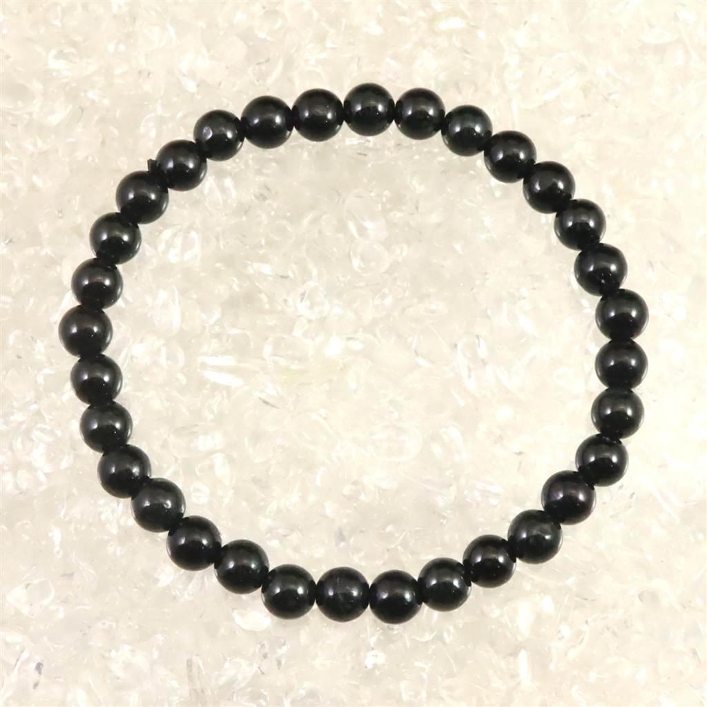糸魚川翡翠 ヒスイ 黒 6mmブレスレット ディレクトリカード付 11.8g #523731枚目の画像