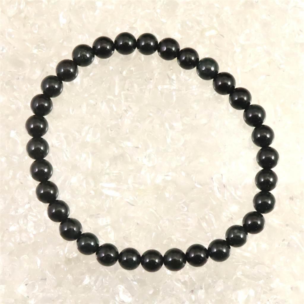 糸魚川翡翠 ヒスイ 黒 6mmブレスレット ディレクトリカード付 11.6g #458751枚目の画像