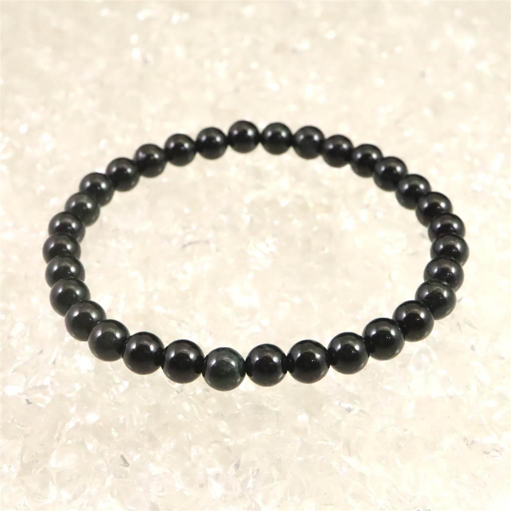 糸魚川翡翠 ヒスイ 黒 6mmブレスレット ディレクトリカード付 11.6g #45875 | 4枚目