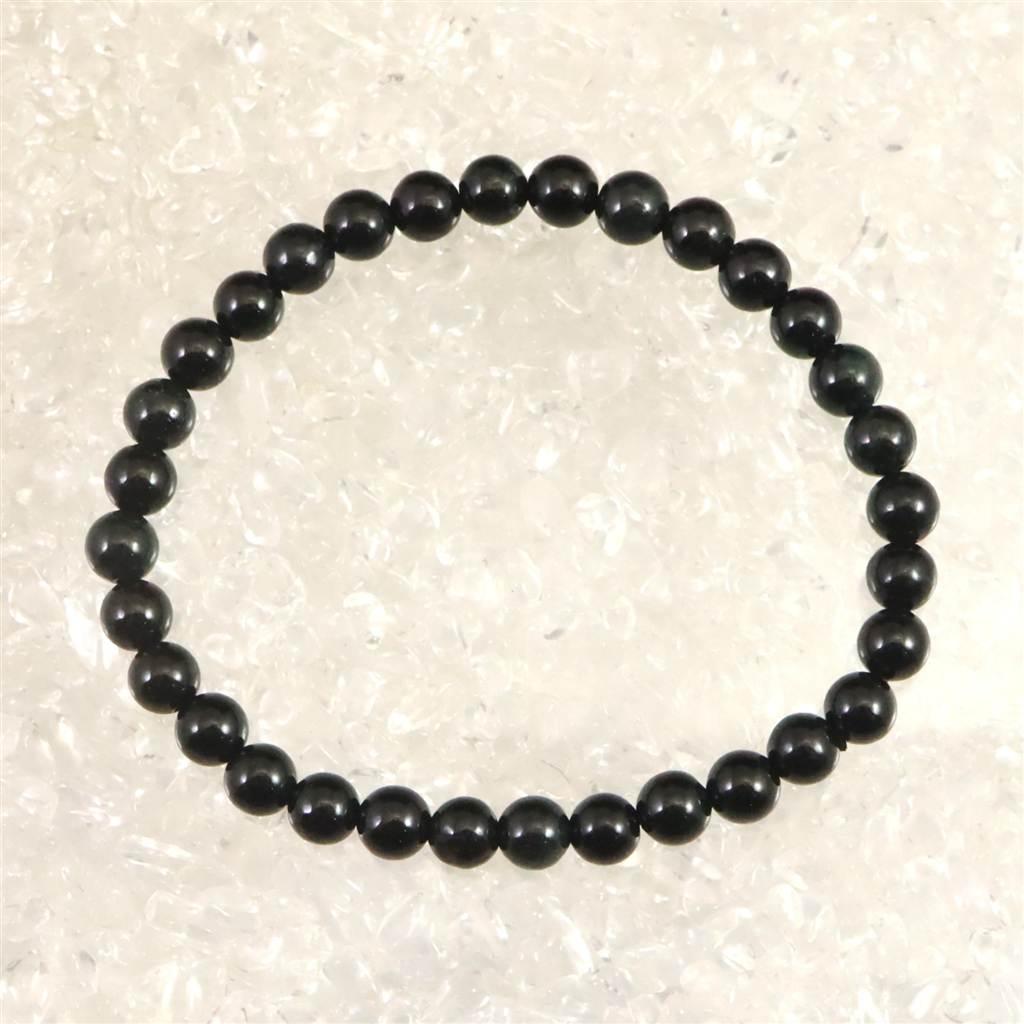 糸魚川翡翠 ヒスイ 黒 6mmブレスレット ディレクトリカード付 11.4g #642541枚目の画像