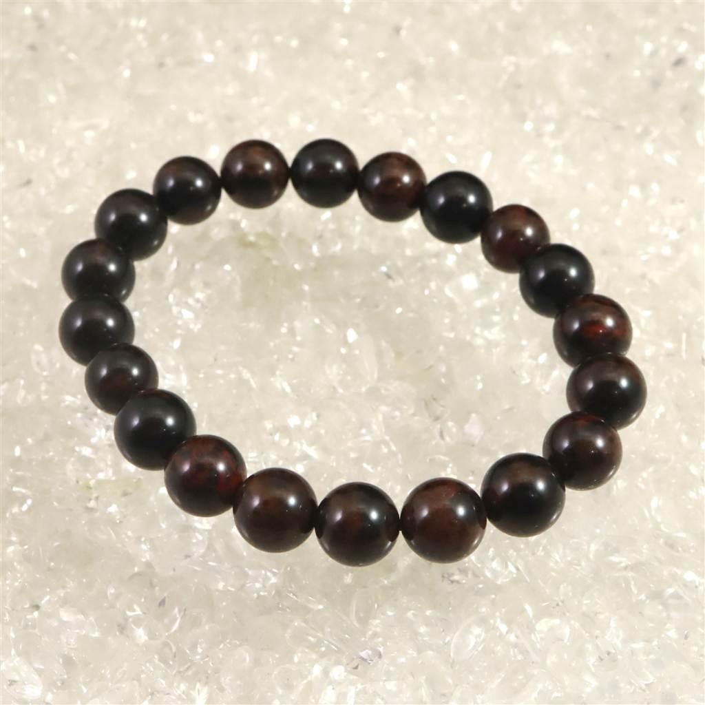 北海道産 ヴァーミリオンオブシディアン(紅十勝) 9.5mmブレスレット 21.6g #40836 | 2枚目