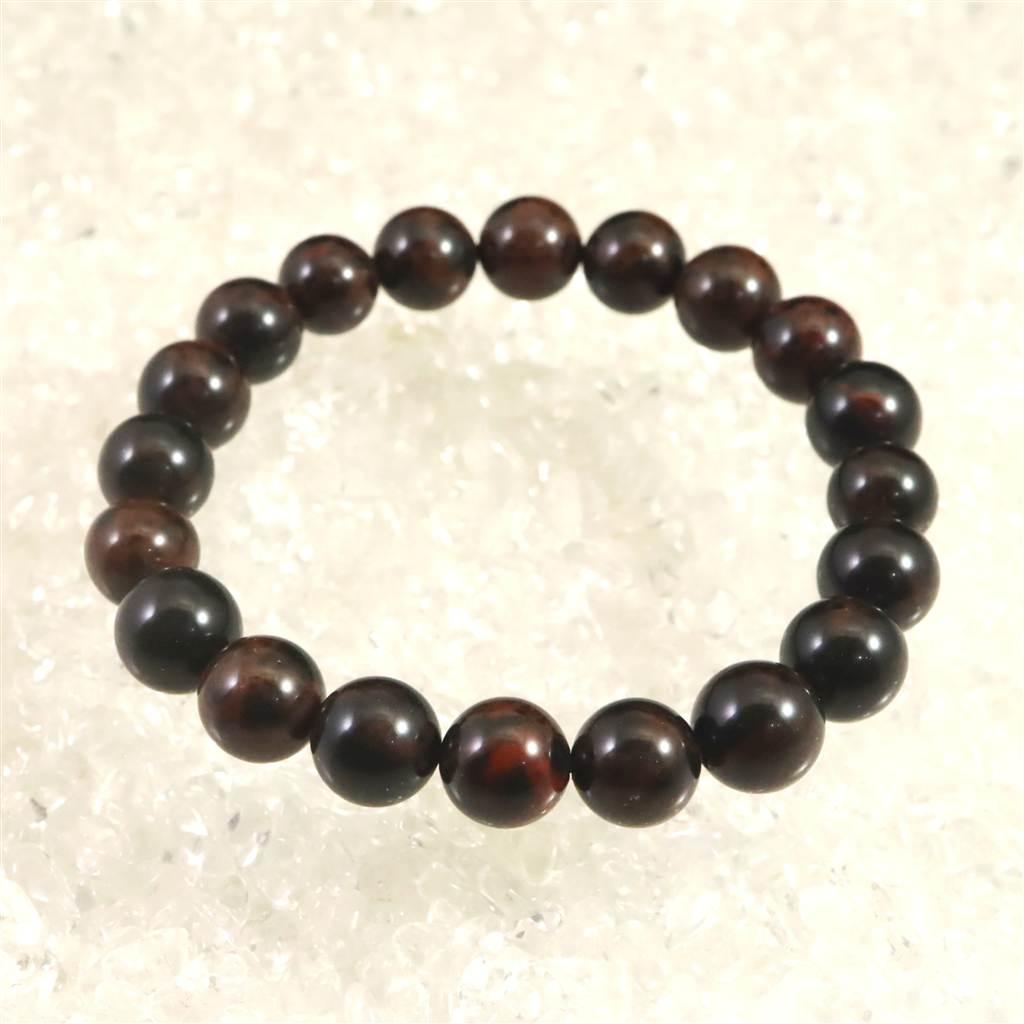 北海道産 ヴァーミリオンオブシディアン(紅十勝) 9.5mmブレスレット 21.6g #40836 | 3枚目