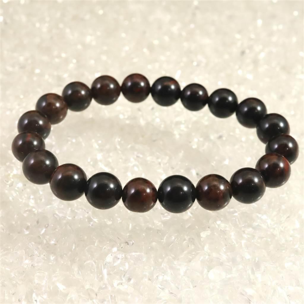 北海道産 ヴァーミリオンオブシディアン(紅十勝) 9.5mmブレスレット 21.6g #40836 | 4枚目