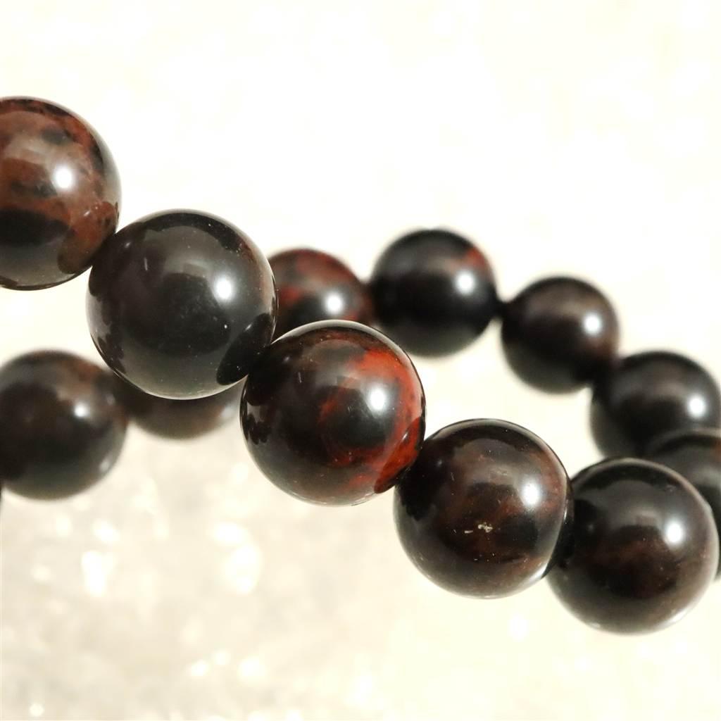 北海道産 ヴァーミリオンオブシディアン(紅十勝) 9.5mmブレスレット 21.6g #40836 | 6枚目