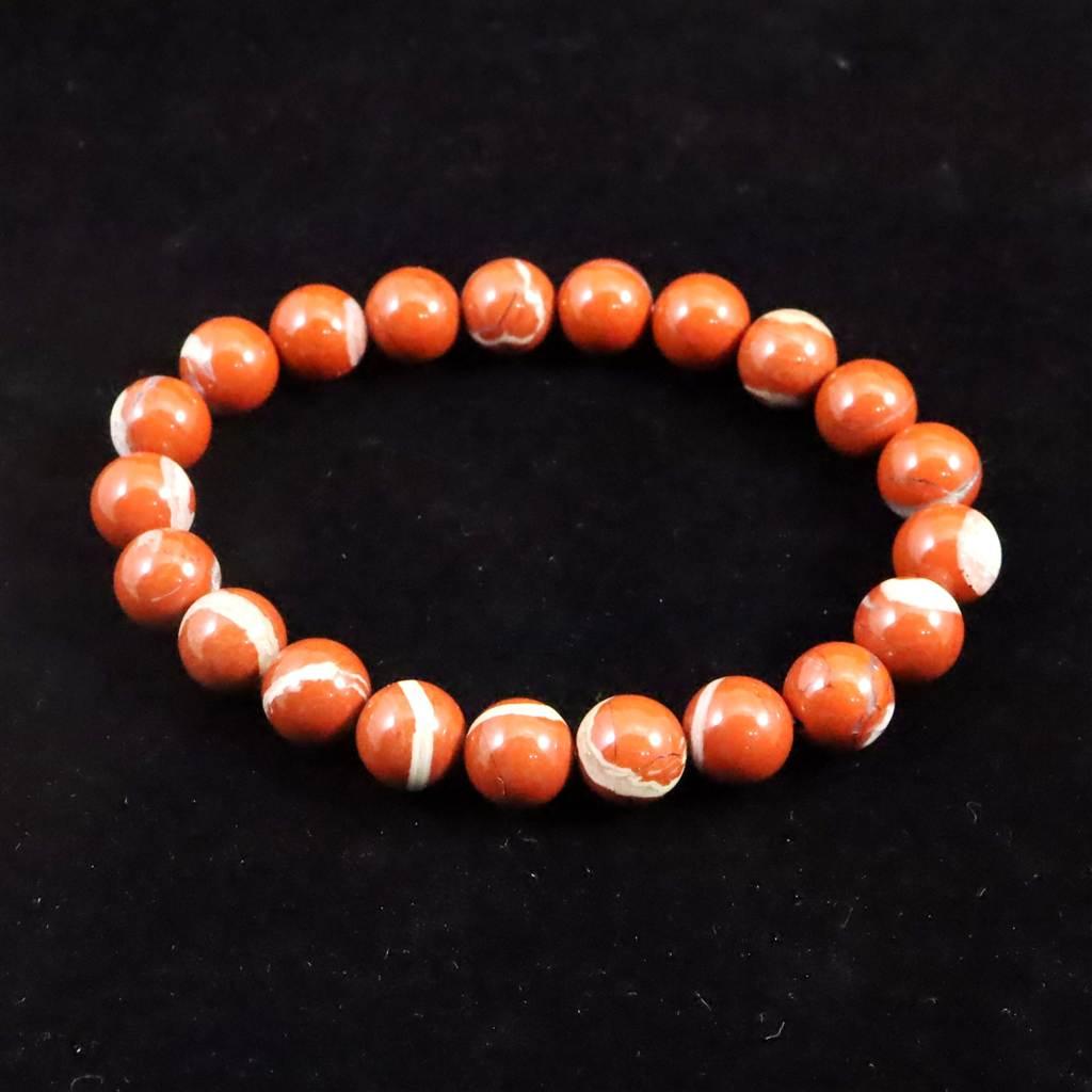 佐渡 赤玉石 山梨研磨 9.5mmブレスレット 26.2g #44468 | 2枚目