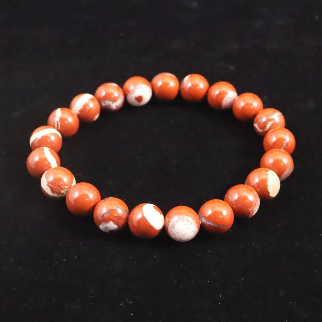 佐渡 赤玉石 山梨研磨 9.5mmブレスレット 26.2g #44468 | 3枚目