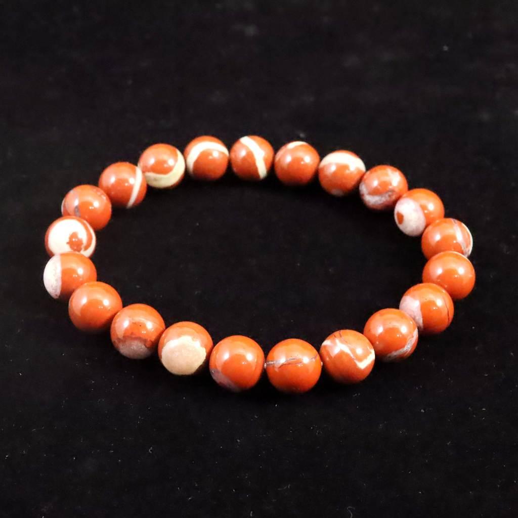 佐渡 赤玉石 山梨研磨 9.5mmブレスレット 26.2g #44468 | 4枚目