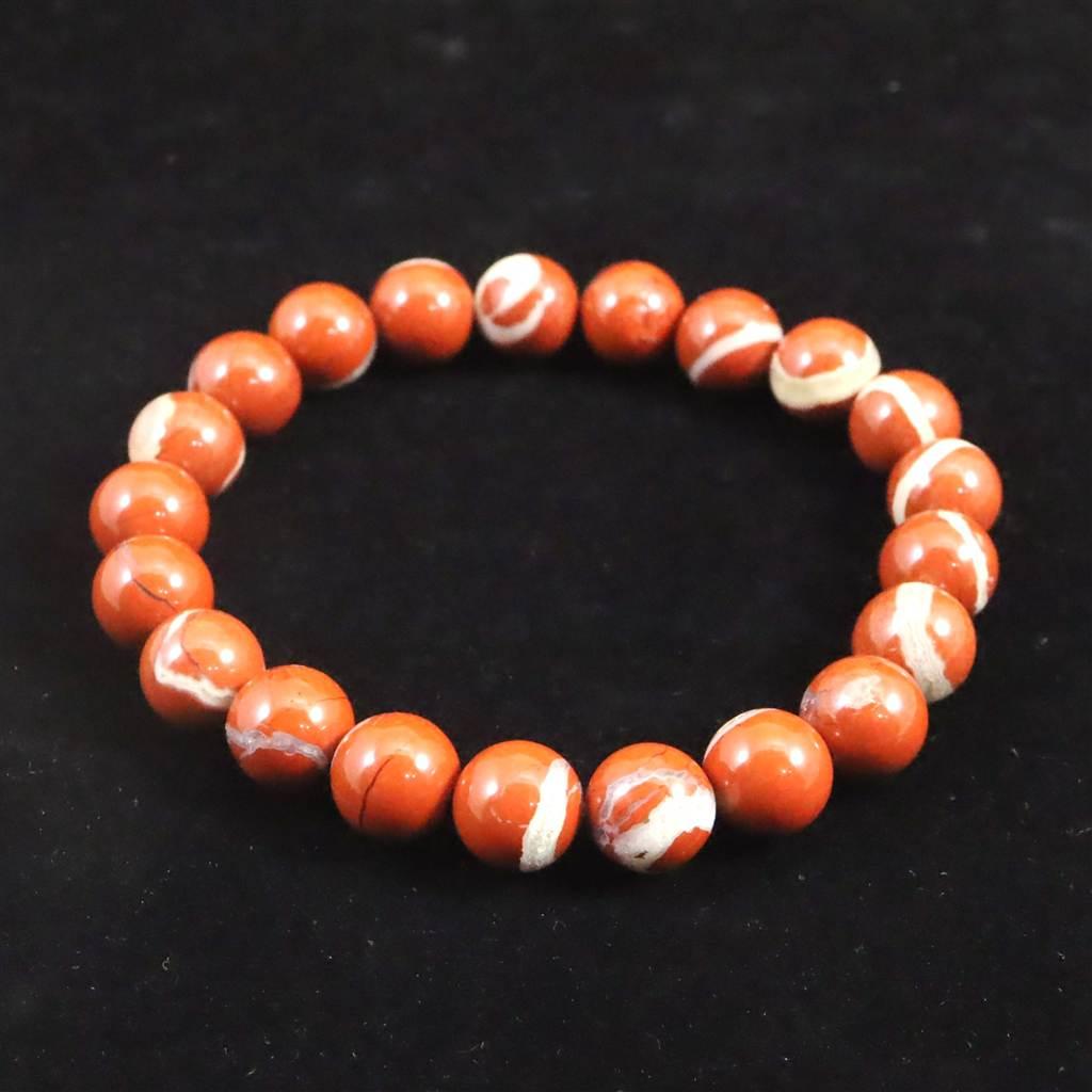 佐渡 赤玉石 山梨研磨 9.5mmブレスレット 26.2g #44468 | 5枚目